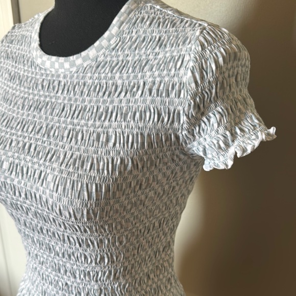 American Eagle Outfitters - White and blue Textured Women's Top - Picture 3 of 8